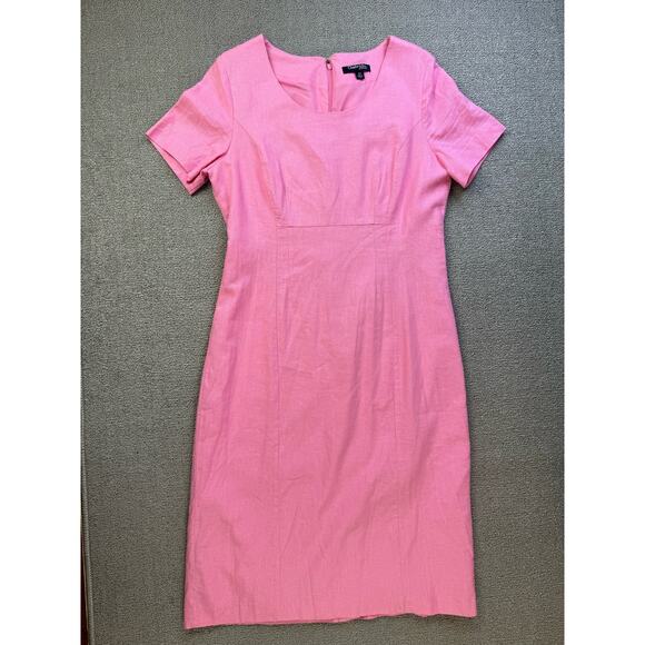 Chadwicks Dresses & Skirts - Vintage Chadwicks Linen Blend Dress Short Sleeve Knee Length Pink Size 12 Tall